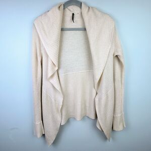 Isda & Co 100% Cashmere Open Front Cardigan Sweater Cream Long Sleeve Classic S